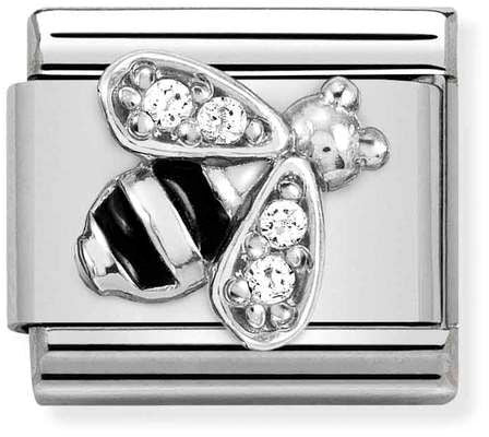 Nomination Classic Silver Cubic Zirconia Symbols Bee With White Stone Charm