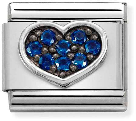 Nomination Classic Silver Cubic Zirconia Symbols Blue Heart Charm