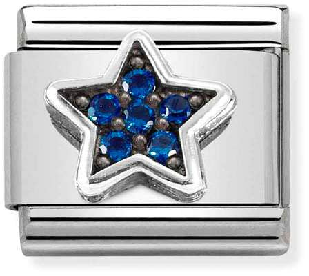 Nomination Classic Silver Cubic Zirconia Symbols Blue Star Charm