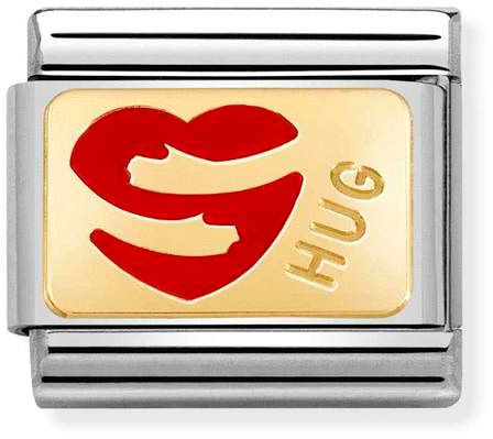 Nomination Classic Gold Classic Plates Red Heart Hug Charm
