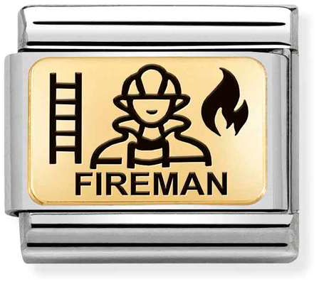 Nomination Classic Gold Symbols Fireman Charm