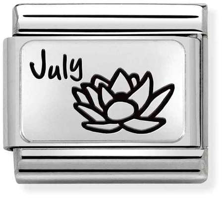 Nomination Classic Silver Oxidised Plates July Waterlily Charm