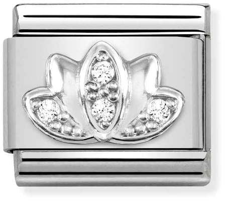 Nomination Classic Silver Cubic Zirconia Symbols Lotus Flower Charm