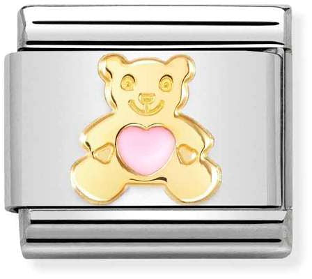 Nomination Classic Gold Symbols Pink Bear Charm