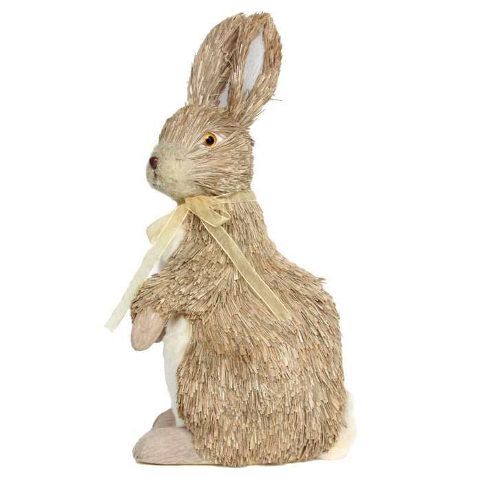Gisela Graham Brown Straw Bunny with Yellow Bow