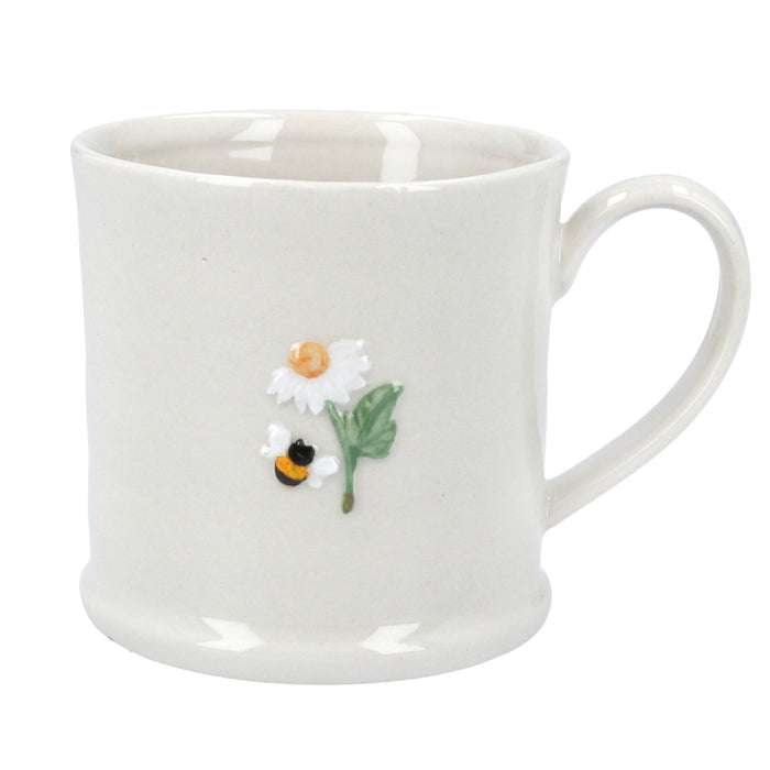 Gisela Graham Daffodil & Bee Embossed Stoneware Mini Mug 7cm