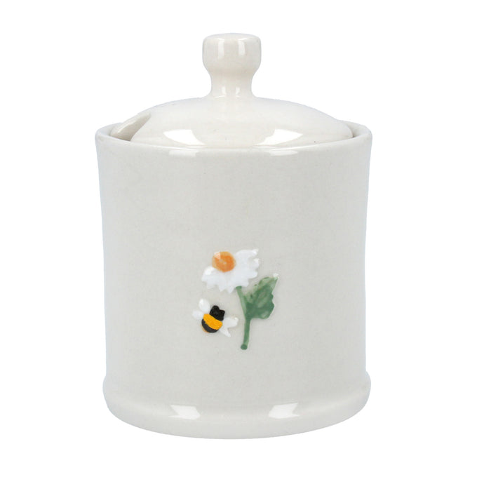 Gisela Graham Embossed Stoneware Mini Pot with Lid Daisy/Bee