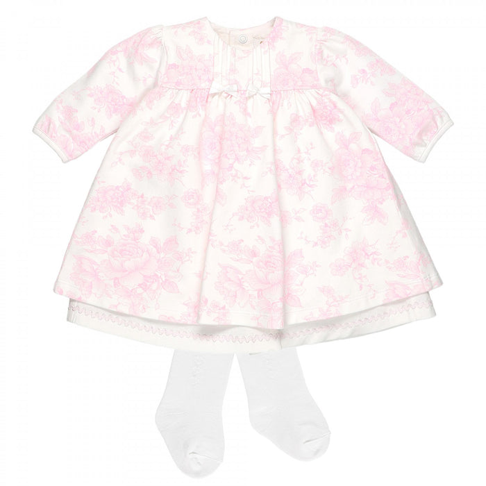 Emile et Rose Romana - Pink Floral Baby Dress with Tights