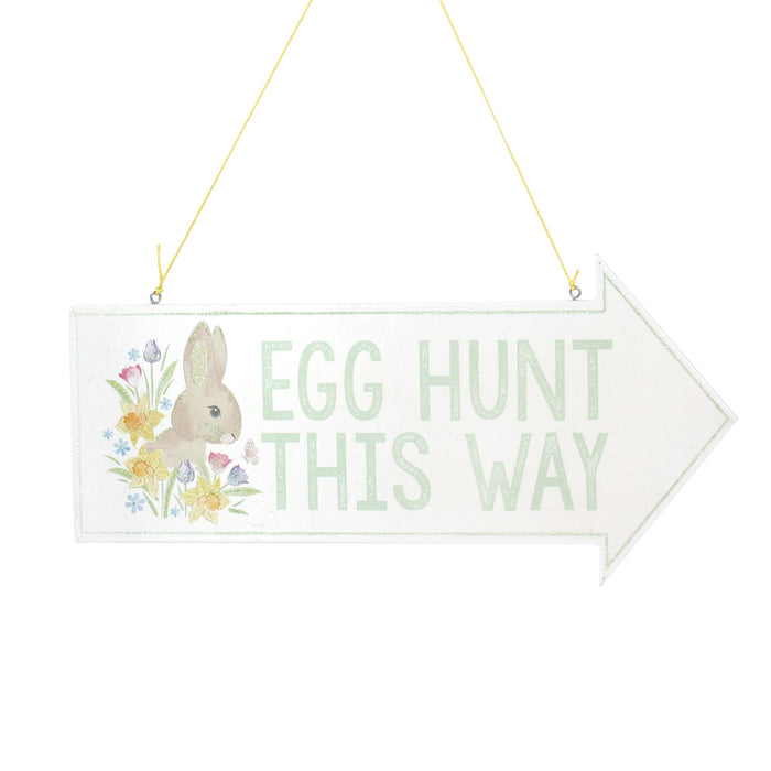Gisela Graham Bunny Egg Hunt Wood Arrow