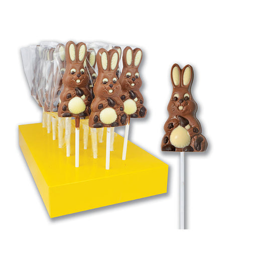 Hand Decorated Milk Chocolate Easter Bunny with Carrot Lollipops
