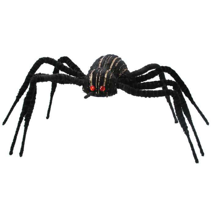 Halloween Giant Black Wire/Flock Spider Orn