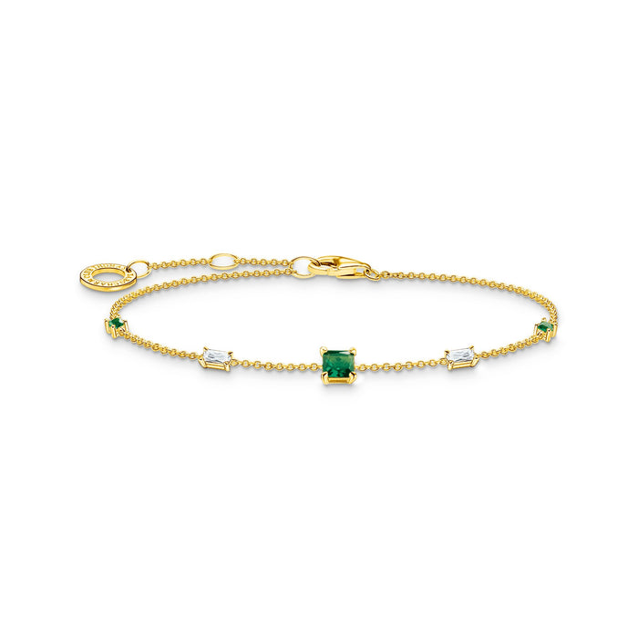 Thomas Sabo Gold Bracelet With Green and White Stones