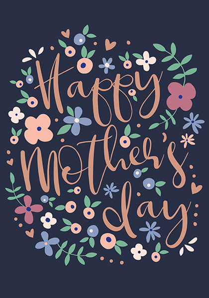 Navy Floral Happy Mother's Day Card