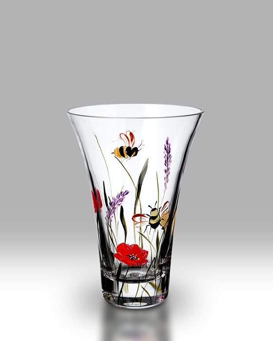 Nobile Glassware Bees and Poppy Flared 19cm Vase
