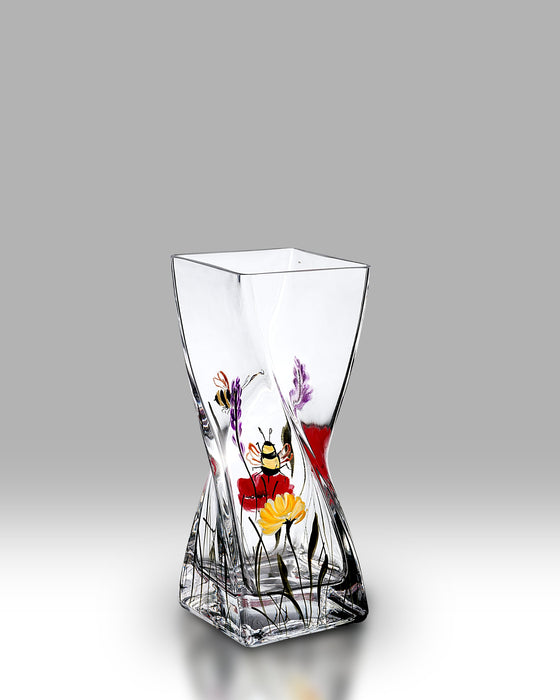 Nobile Glassware Bees and Poppy Twist 20cm Vase