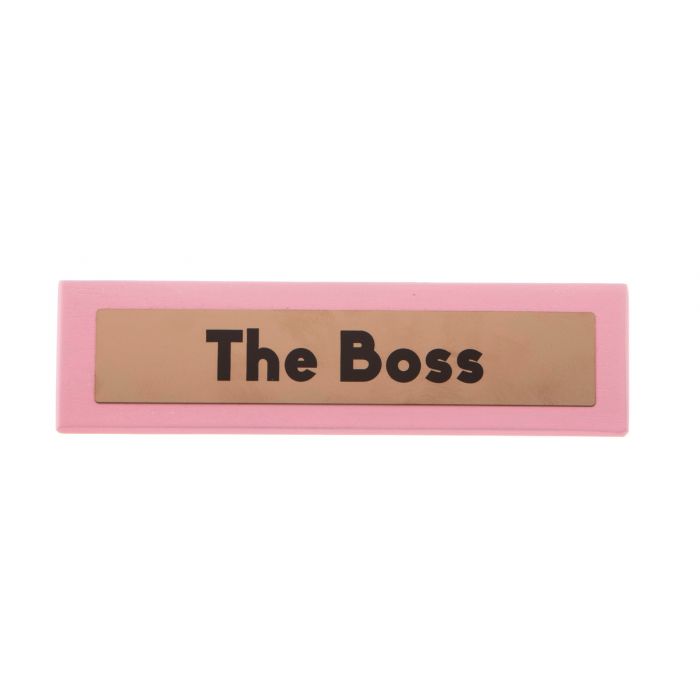 Pink Wooden Desk Sign - The Boss