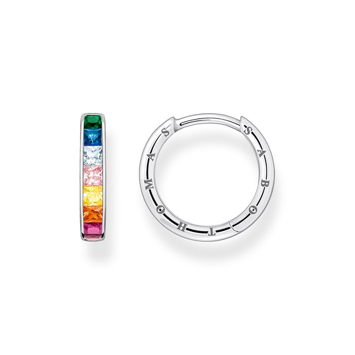 Thomas Sabo Silver Hoop Earrings with Colourful Stones