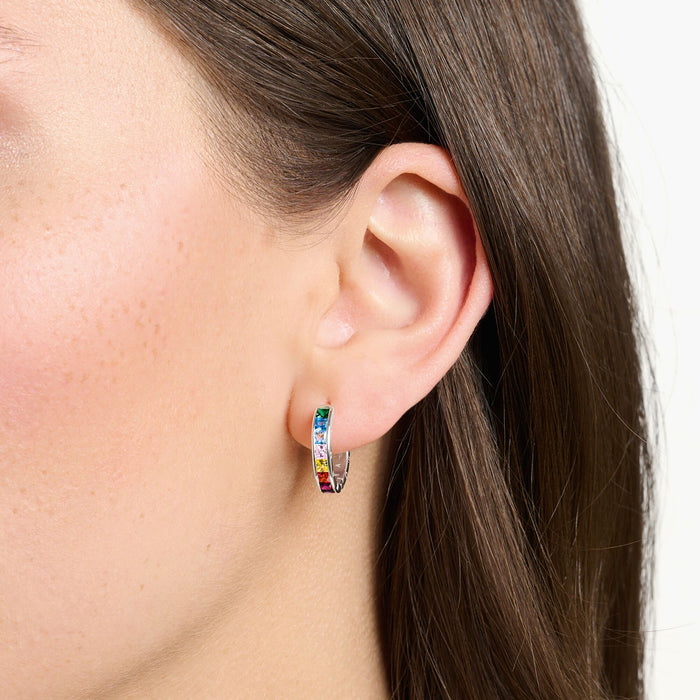 Thomas Sabo Silver Hoop Earrings with Colourful Stones