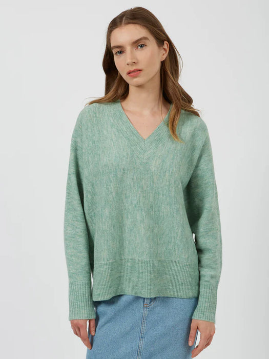Great Plains Womens Carice Conscious Knit V-Neck Jumper Fresh Green