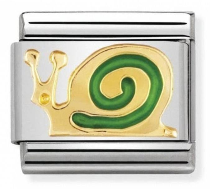 Nomination Classic Gold Earth Animals Green Snail Charm