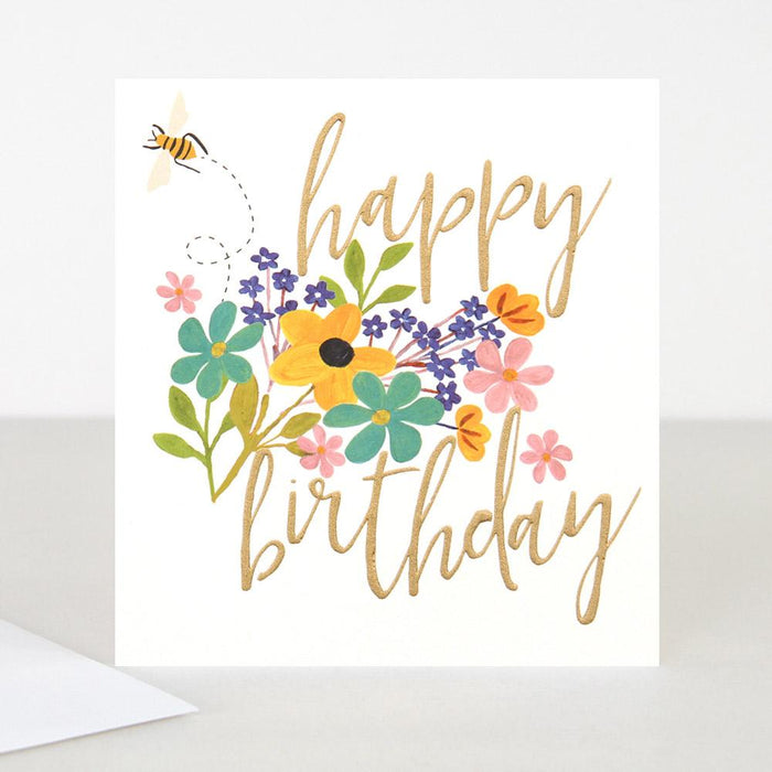 Caroline Gardner Flowers & Bee Birthday Card
