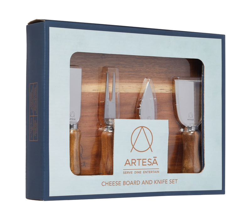 Artesà Acacia Wood Cheese Board & Knife Set