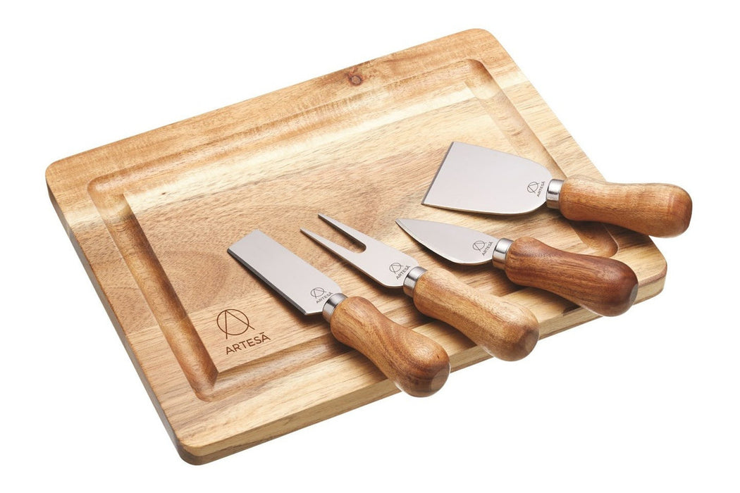 Artesà Acacia Wood Cheese Board & Knife Set