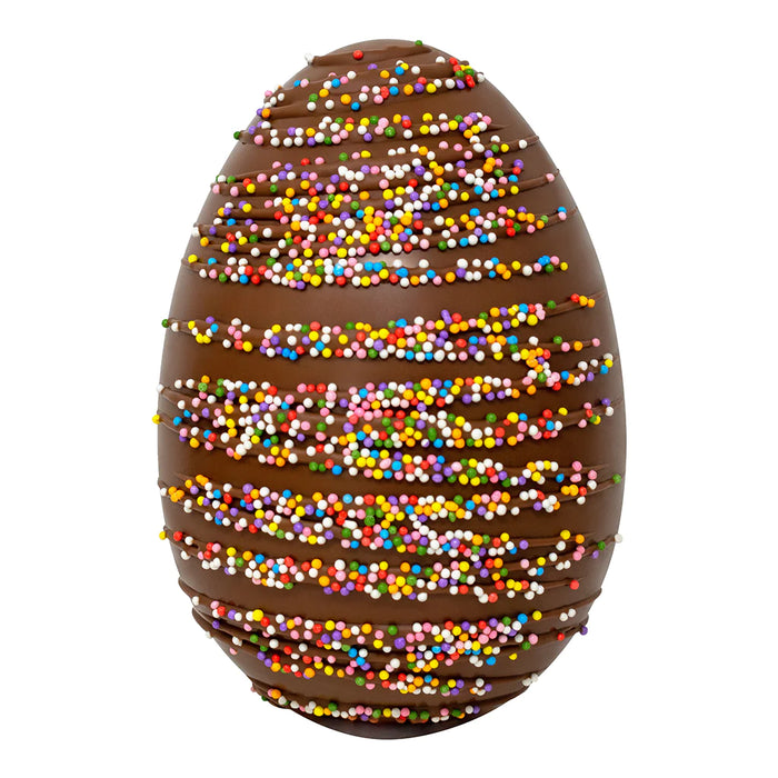 Cocoba Milk Chocolate Drizzled Easter Egg with Coloured Sprinkles