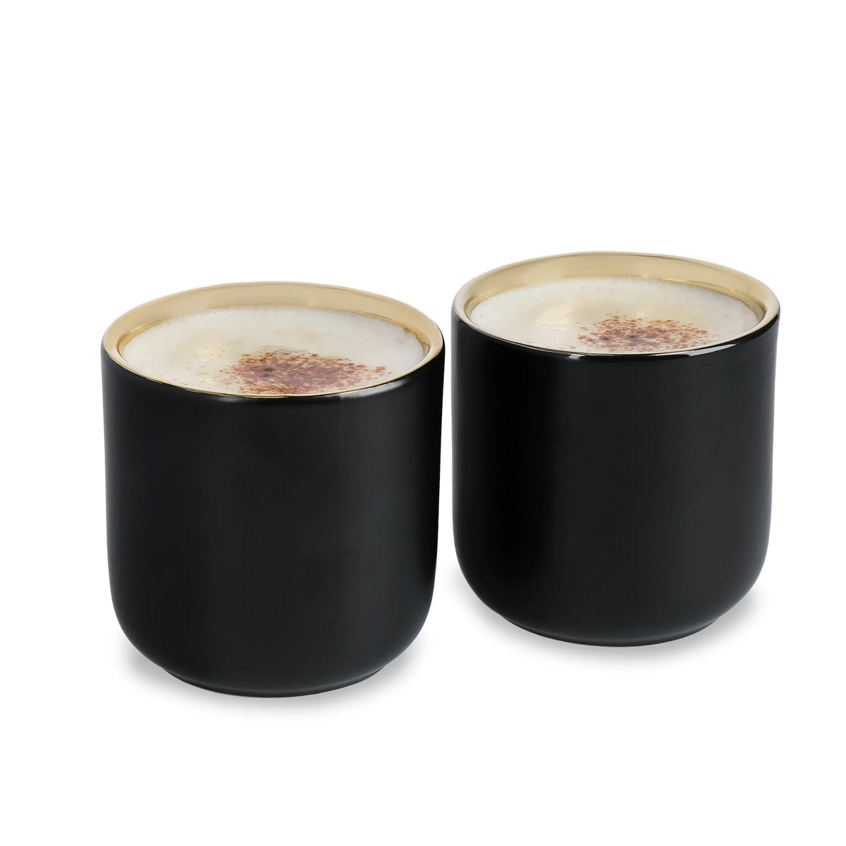 La Cafetire Insulated Ceramic Coffee Mugs, Black / Gold, 110ml, 2-Cup   Maple Gifts