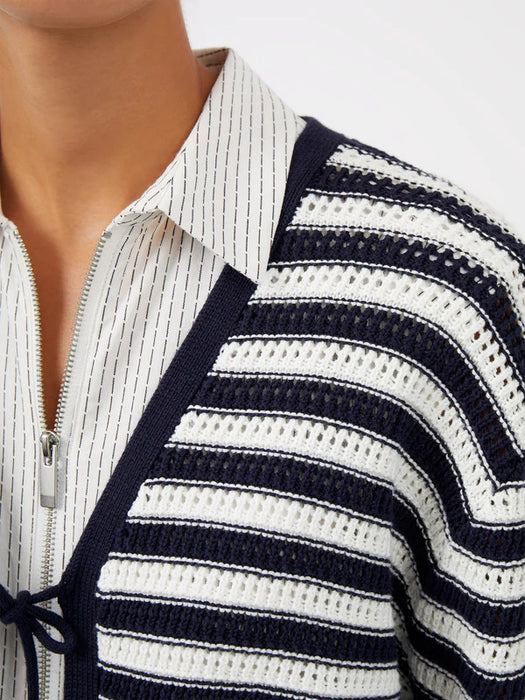 Great Plains Womens Cotton Texture Knit Cardigan Indigo/Milk