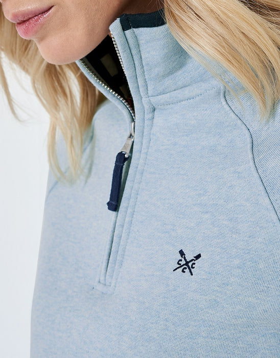 Crew Clothing Blue Marl Half Zipped Sweatshirt