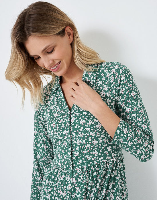 Crew Clothing Freya Green Floral Dress