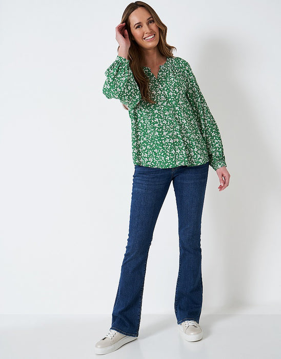 Crew Clothing Green Ditsy Leila Blouse