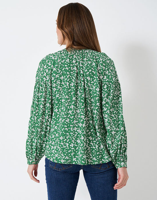 Crew Clothing Green Ditsy Leila Blouse