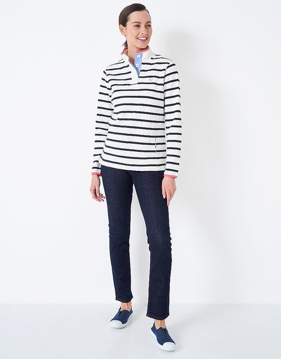 Crew Clothing Padstow Pique Sweatshirt White & Navy Stripe