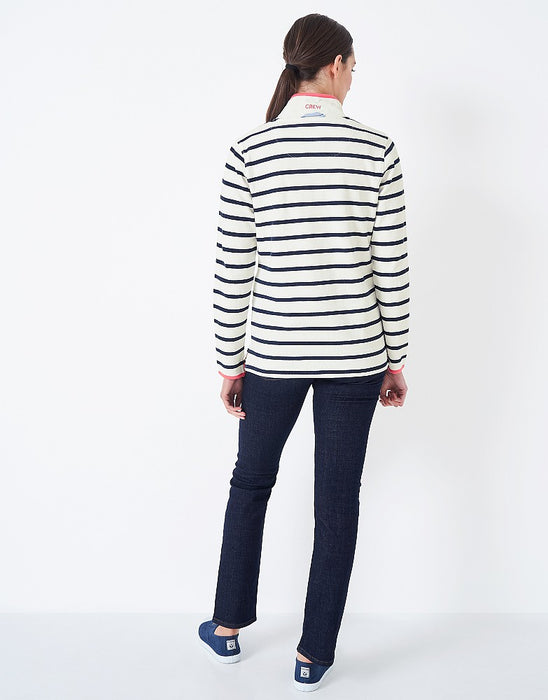 Crew Clothing Padstow Pique Sweatshirt White & Navy Stripe