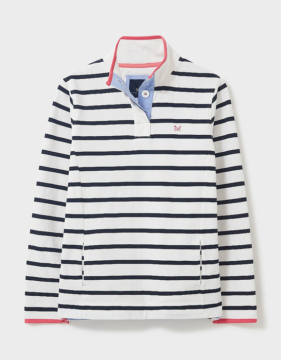 Crew Clothing Padstow Pique Sweatshirt White & Navy Stripe