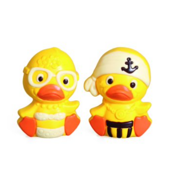 Decorated Hollow Yellow White Chocolate Bikini Girl Duck & Pirate Duck