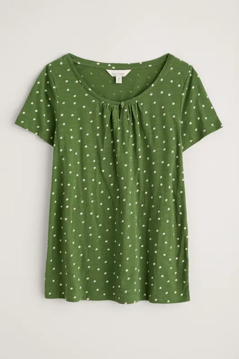 Seasalt Womens Decorative Arts Top Little Sponge Spot Spring Grass Green