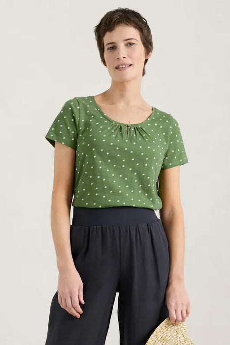 Seasalt Womens Decorative Arts Top Little Sponge Spot Spring Grass Green