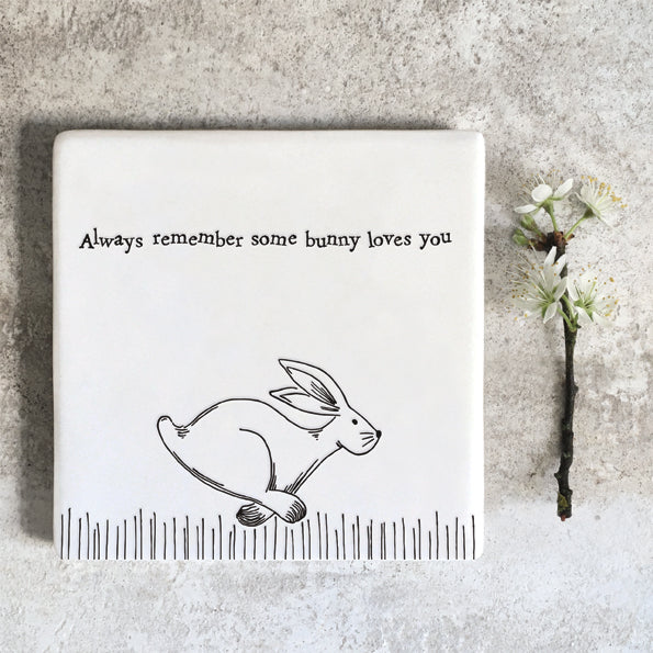 East of India Porcelain Coaster - Running Hare