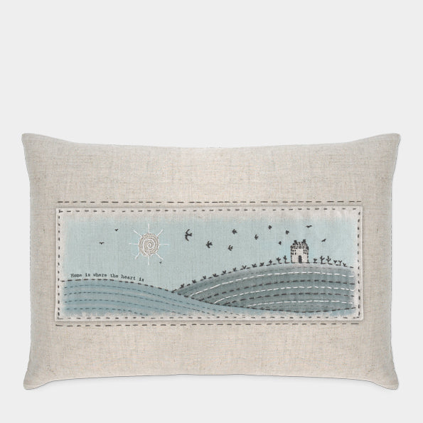 East of India Embroidered Cushion - Home Is Where The Heart Is