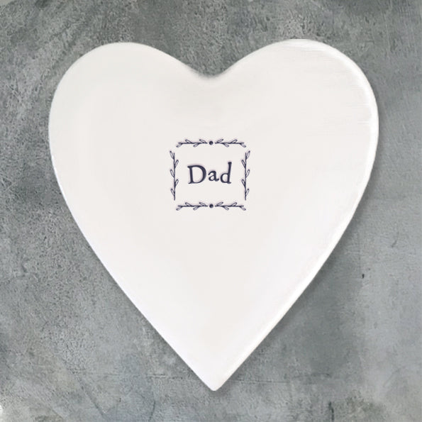 East of India Porcelain Heart Coaster - Dad