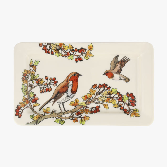 Emma Bridgewater Birds In The Hedgerow Rosehip & Robin Medium Oblong Plate
