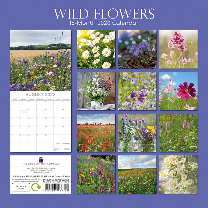 The Gifted Stationary Company 2023 Square Calendar - Wild Flowers