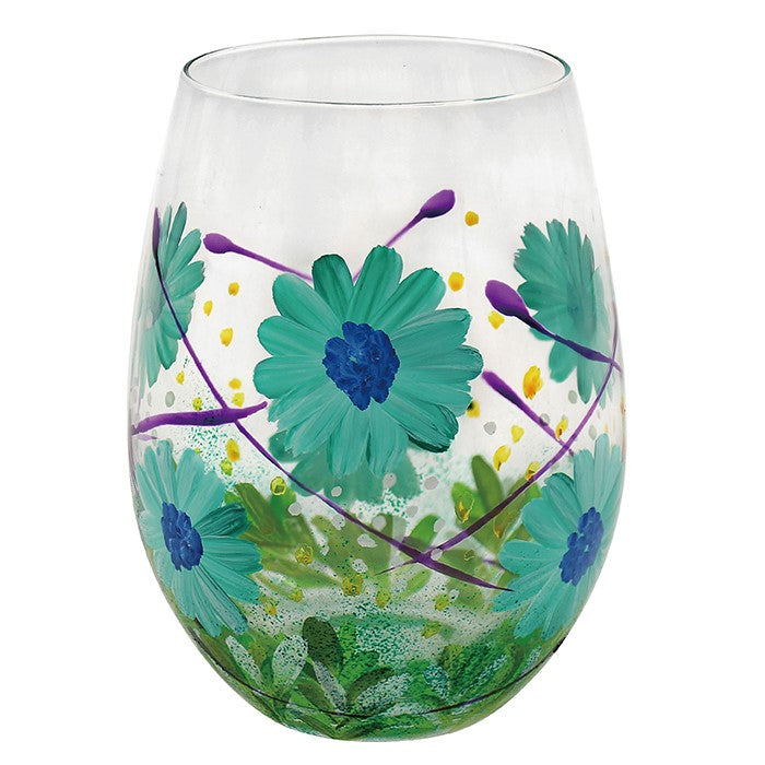 Hand Painted Flower Stemless Glass Gerbera