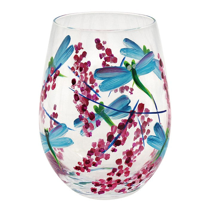 Flower Stemless Dragonfly Glass