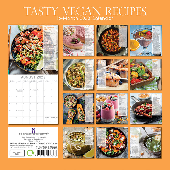The Gifted Stationary Company 2023 Square Wall Calendar - Tasty Vegan Recipes