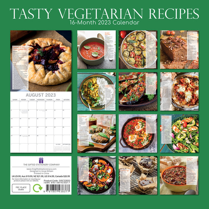 The Gifted Stationary Company 2023 Square Wall Calendar - Tasty Vegetarian Recipes