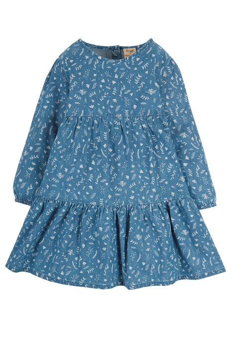 Frugi Chambray Floral Fleur Tiered Dress